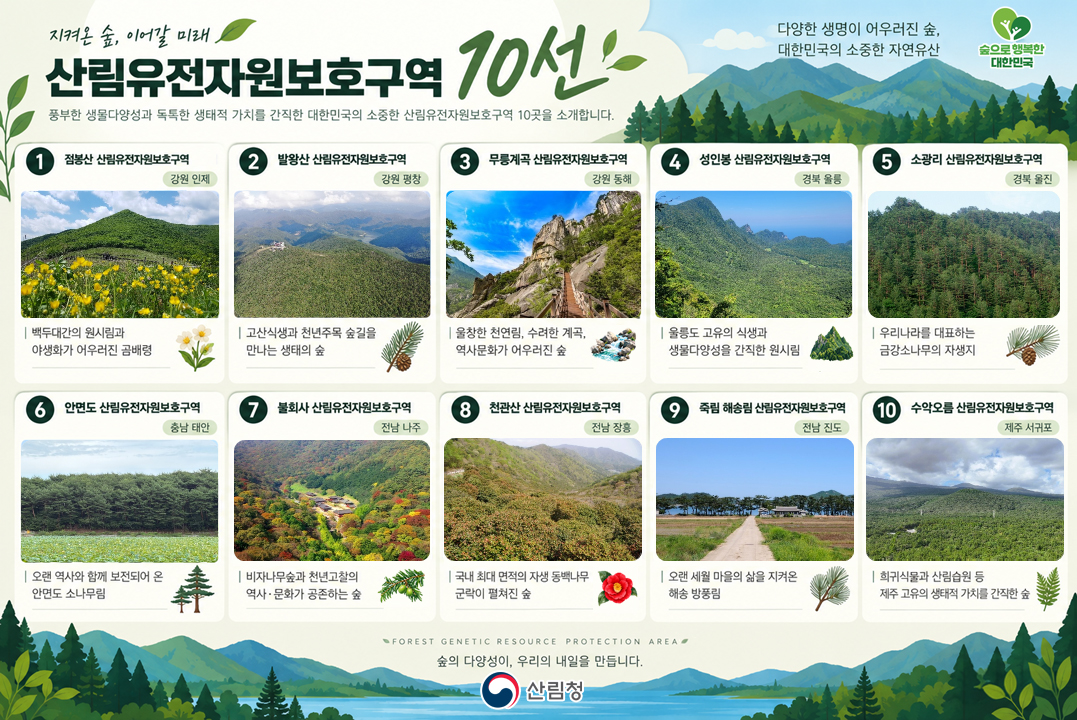 산림청, 우리나라의 소중한 숲, ‘산림유전자원보호구역 10선’ 선정 이미지1